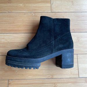 Black Mellow Yellow Suede Platform Booties